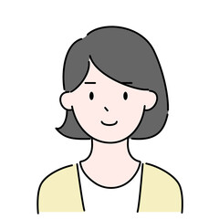 女性　肖像　黒髪　職業　シンプル　顔　イラスト