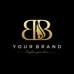 Initial Letter BB Beauty Face Logo Design Vector - obrazy, fototapety, plakaty