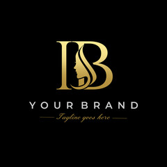 Initial Letter IB Beauty Face Logo Design Vector