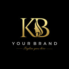 Initial Letter KB Beauty Face Logo Design Vector