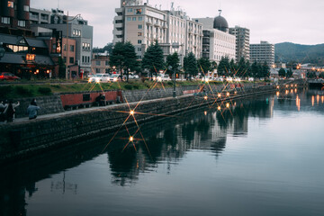 Fototapeta premium city canal at night
