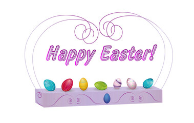 beautiful Easter background with colorful eggs with the inscription "happy Easter"