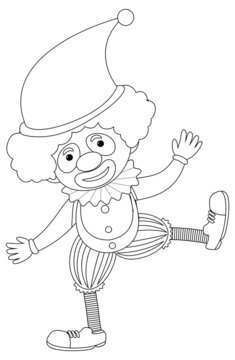 Clown doodle outline for colouring