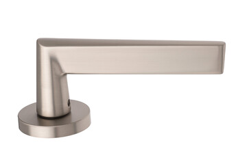Door handle made of metal on an isolated white background. Reliable design handle for the door of houses, apartments, warehouses, offices and other premises.