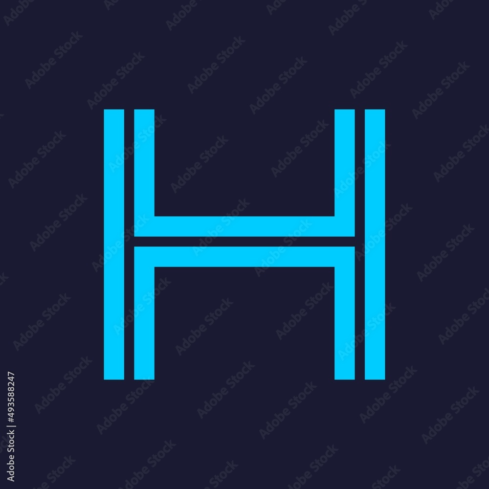 Wall mural Vector of Modern Alphabet Letters, Parallel lines stylized rounded fonts, Double line for each letter, Minimal Letters for Futuristic, automotive, technology. This is font h