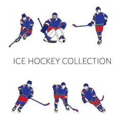 Ice hockey team collection vector Premium Vector