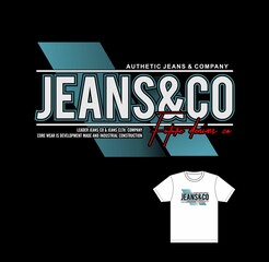 Jeans And Co
denim typography stylish for t-shirt and apparel abstract design. Vector print, poster. Global swatches