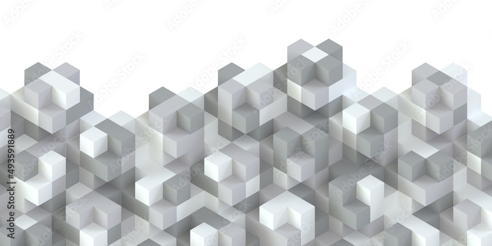 Leinwandbilder horizontal composition of white cubes of different sizes as background and texture.. 3d rendering