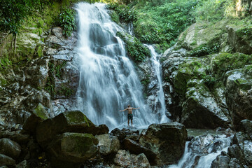 waterfall in the forest, bath in Minca, Colombia,