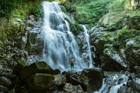 waterfall in the forest, bath in Minca, Colombia,