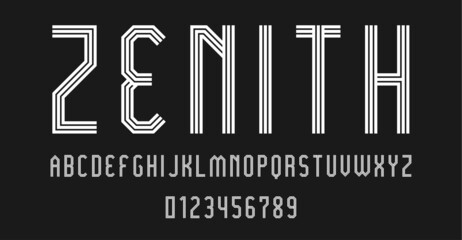 Set of alphabets font letters and numbers modern abstract design with lines vector illustration