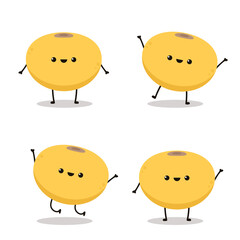 Soybean vector. Cute Soybean character design. Grain cartoon.