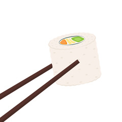 Sushi vector. Sushi on white background. salmon roll.