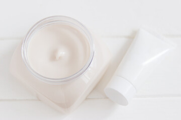 Beauty concept bath cosmetic stuff white background