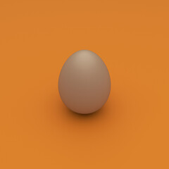A single egg on a flat colored surface.