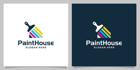 Fototapeta premium House painting service, decor and repair multicolor icon. Vector logo, label, emblem design. Concept for home decoration, building, house construction and staining.