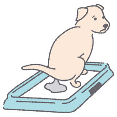 トイレで排泄する犬のイラスト