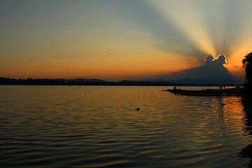 Italy: Sunset on the Varese Lake.