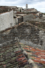 Overview of Balazuc village with rooftops - Ardeche - France