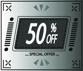 50% off. vector special offer marketing ad. gray flag