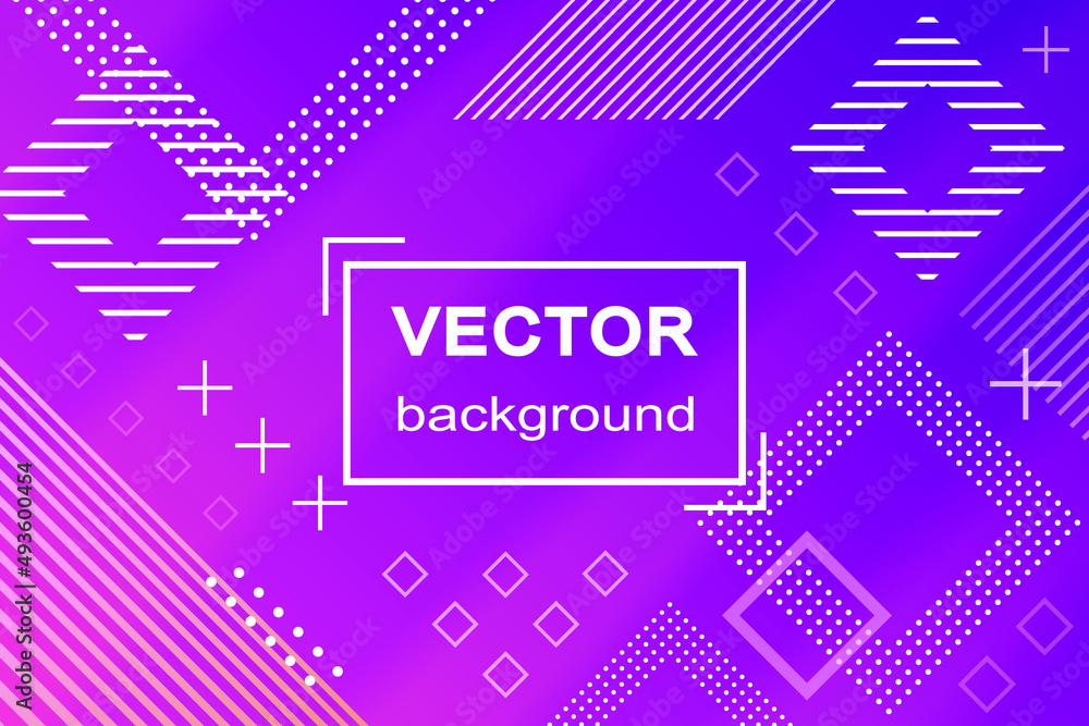 Poster vector background. abstract pink and purple gradient background with 90s memphis, retro design eleme