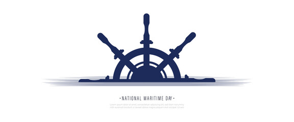Maritime day vector illustration with ship wheel or steering