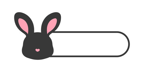 Cute abstract rabbit with heart nose silhouette name tag template