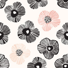 Big blooming daisy flowers. Decorative art illustration for wrapping, textile, fabric, wallpaper etc