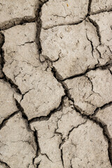 Lake drying out by lack of water. Big cracks in the ground.
Environmental changes due to climate change and global warming. 