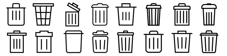 Trash can vector icon set. garbage illustration sign collection. basket symbol or logo.