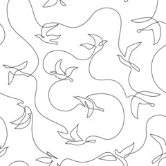 Abstract birds continuous one line drawing seamless pattern - 493601403