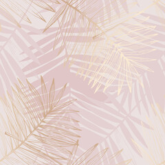 Abstrakte Palmblatt-Strichzeichnungen, Silhouette auf luxuriösem grauem Farbhintergrund
