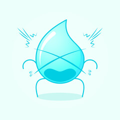 cute water cartoon with shocked expression and mouth open. suitable for logos, icons, symbols or mascots. blue and white