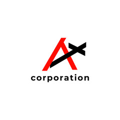 dynamic letter monogram a x flat abstract logo