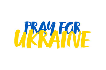 Pray for Ukraine, Ukraine flag praying concept vector illustration. Pray For Ukraine's peace. Save Ukraine from Russia.