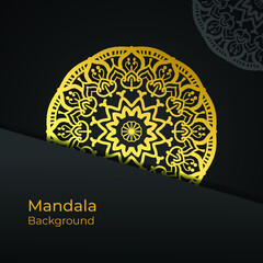 Luxury ornamental mandala design background in gold color