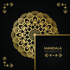 Luxury ornamental mandala design background in gold color