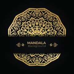 Luxury ornamental mandala design background in gold color