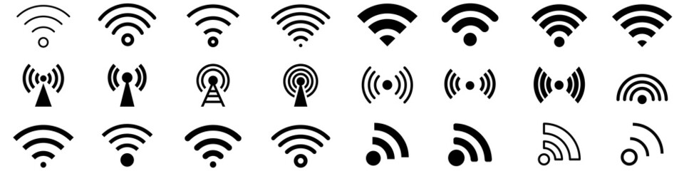 Wi Fi icon vector set. wireless illustration sign collection. signal symbol. - obrazy, fototapety, plakaty