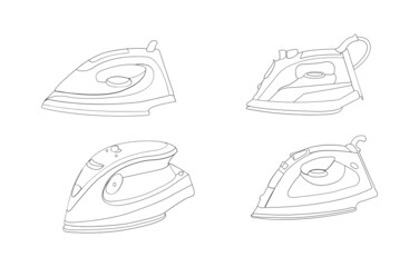 Electric steam iron vector icon. Illustration of isolated black icon home hot press for clothes. Vector illustration. Electric iron vector icon. Black vector icon isolated on white background electric