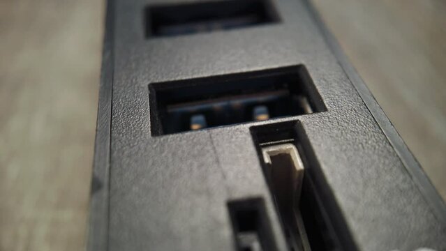 Card reader in a close up shot