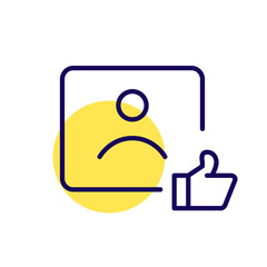 User profile picture with thumbs up. Pixel perfect, editable stroke fun color icon