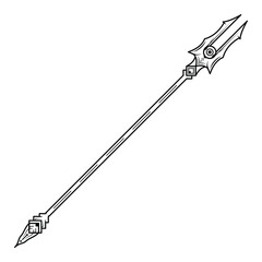 Abstract Black Simple Line Spear Weapon Doodle Outline Element Vector Design Style Sketch Isolated On White Background Illustration For War, Battle