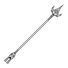 Abstract Black Simple Line Spear Weapon Doodle Outline Element Vector Design Style Sketch Isolated On White Background Illustration For War, Battle