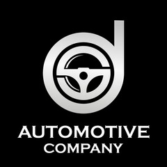 Letter d with steering wheel logo template illustration. suitable for automotive