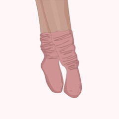 ballet dancer's feet in socks, cute logotype for dance studio 