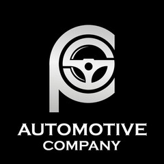 Letter f with steering wheel logo template illustration. suitable for automotive