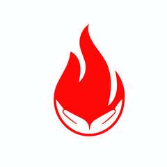fire icon vector illustration and hand logo design
