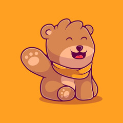 cute grizzly bear illustration suitable for mascot sticker and t-shirt design