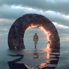 Futuristic astronaut structure © allvision